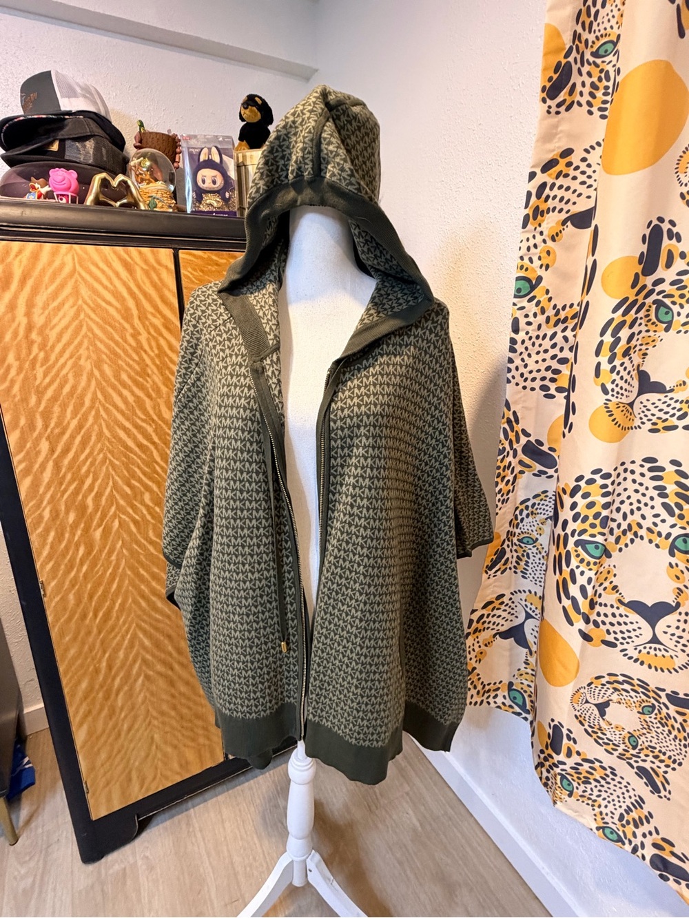 Michael Kors Olive Green MK Monogram Zip Hoodie NWT large